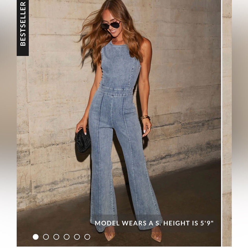 VICI  Janie Flare Leg Denim Jumpsuit-SZ SM